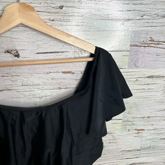 Pink blush maternity swim black size large ruffle - Picture 5 of 10